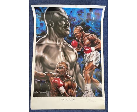 Boxing Legend Evander Holyfield Signed Lee Bivens 35x24 Colour Print Titled The Real Deal. Limited Edition 136/450. Holyfield