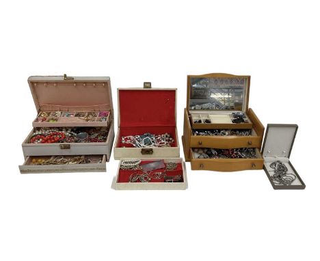 A large quantity of 925 hallmarked silver and costume jewellery including bangles, brooches, necklaces, rings, watches, brace