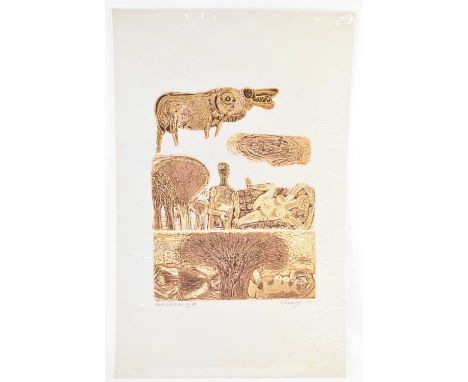 LAXMA GOUD (born 1940); a signed limited edition artist's proof colour zinc etching, signed in pencil lower right and dated 1