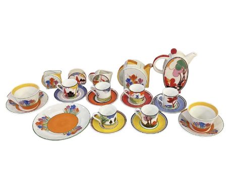 WEDGWOOD; a quantity of Clarice Cliff 'Bizarre' decorated Bradford Exchange ceramics including coffee with Clarice Cliff, 'Cr