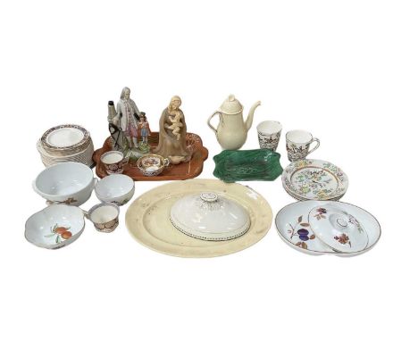 A quantity of sundry ceramics including Staffordshire figure, Royal Worcester 'Evesham', George Clews Co Ltd plates, large cr