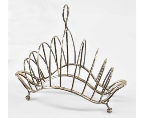 EDWARD GILBERT; a late Victorian hallmarked silver toast rack, London 1878, height 18.5cm, width 23cm, approx 11.45ozt/356.2g