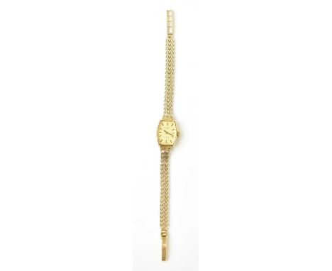 ROTARY; a 9ct yellow gold lady's wristwatch on 9ct yellow gold strap, combined approx 12.3g.