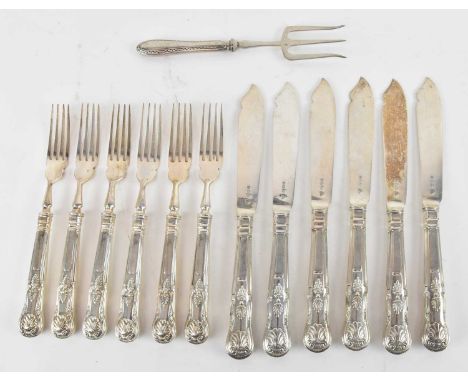 CJ VANDER LTD; a set of six hallmarked silver fish knives and forks, London 1963, combined approx 22.6ozt/704g (6).