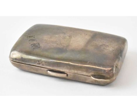 WILLIAM HAIR HASELER; a George V hallmarked silver cigarette case, Birmingham 1919, 8 x 6cm, approx 2.5ozt/78.5g.