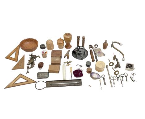 A quantity of collectors' items including Moldacot Patent handheld sewing machine, stamped 'Made in Germany' and numbered 809
