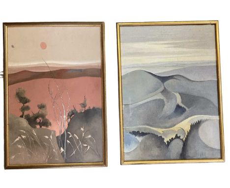 † MADELEINE ENRIGHT (1920-2013); two oils on canvas, abstract landscape scenes, one signed lower right and with Drian Gallery