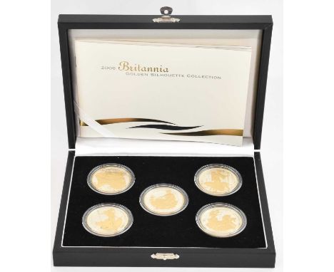 THE ROYAL MINT; a 2006 Britannia Golden Silhouette Collection comprising five one-ounce silver coins, all struck in 925 sterl