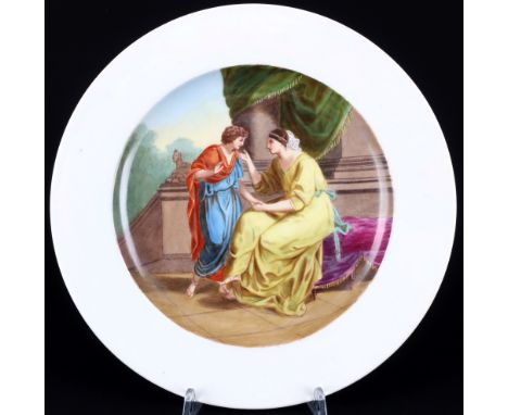 Meissen Marcolini Teller mit Darstellung der Dichterin Sappho,Porzellan, blaue Schwertermarke mit einem Schleifstrich, Marcol