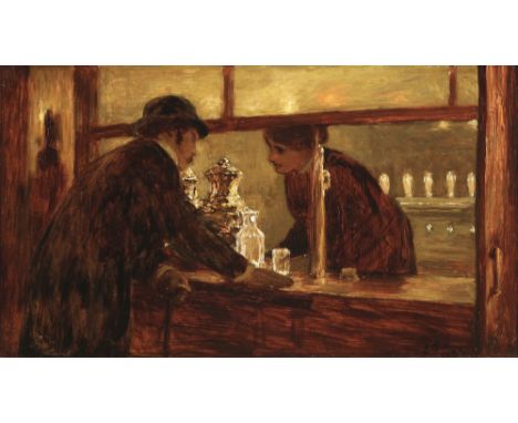 John Dawson WATSON (1832-1892) an der Bar 1881,Öl/Karton, u. rechts monogrammiert und datiert J.D.W. 1881 oder 1884, britisch