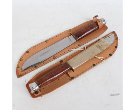 2 Vintage unused hunting knives, with leather sheaths 