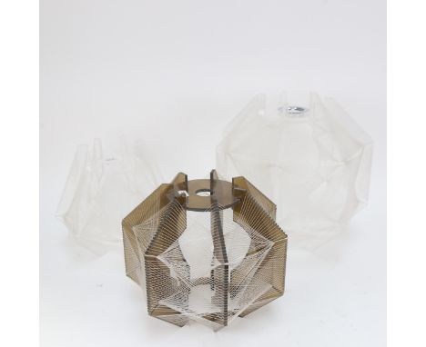3 acrylic retro light shades, tallest 31cm 