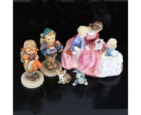 Various porcelain figures, including Royal Doulton The Bedtime Story HN2059, Goebel figures etc (5) 