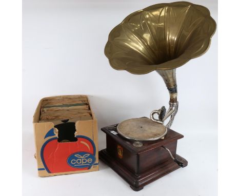 A Vintage Winner wind-up gramophone, with brass horn 