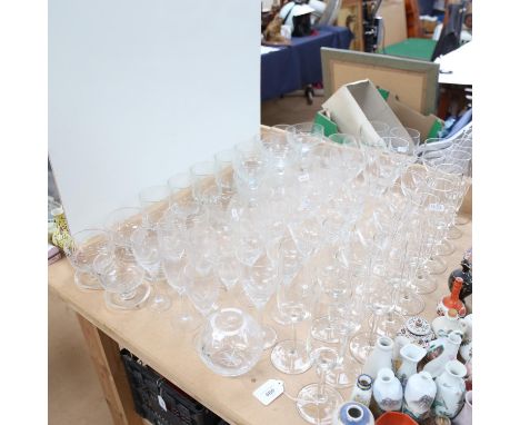 A suite of Rosenthal glasses, including wine, Sherry, Brandy and Port, Habitat Champagne flutes, and other glassware 