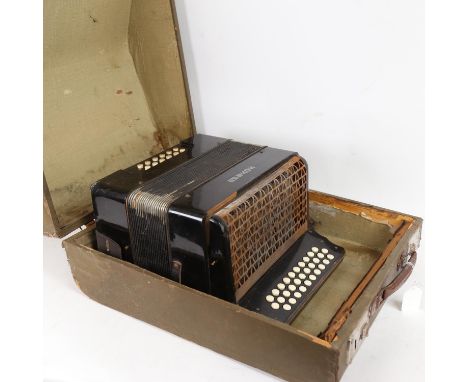 A Hohner accordion, in hardshell case 