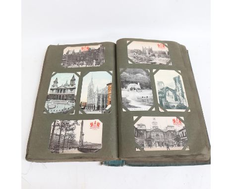 An album of Vintage postcards, mostly topographical 
