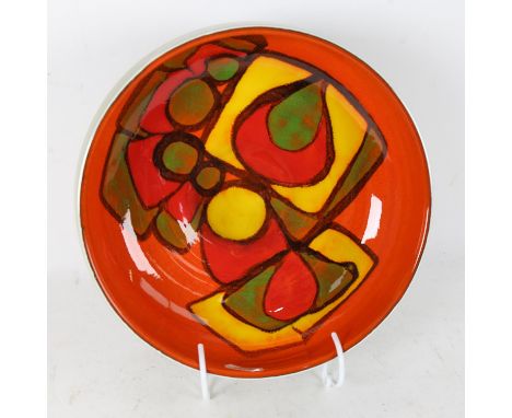 A Poole Pottery orange and green ground fruit bowl, model no. 89, diameter 23cm 