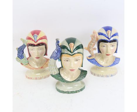 A set of 3 Kevin Francis porcelain "Queens of the Nile" bust figures, produced by Peggy Davies Ceramics, comprising Cleopatra