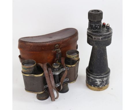 A pair of Second World War Period Bausch &amp; Lomb US Army 6x30 binoculars, in fitted leather case, and a monocular (2) 