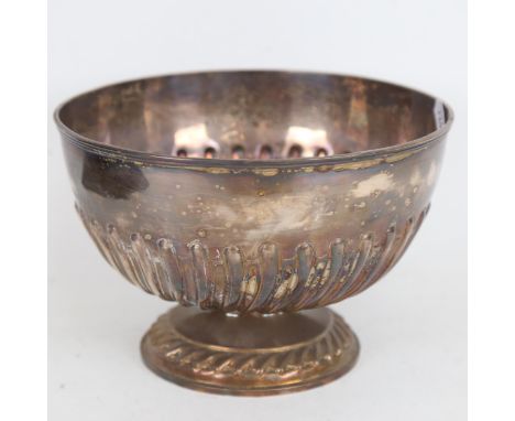 A Victorian silver punch bowl, relief embossed fluted decoration, by William Hutton &amp; Sons Ltd, hallmarks London 1898, di