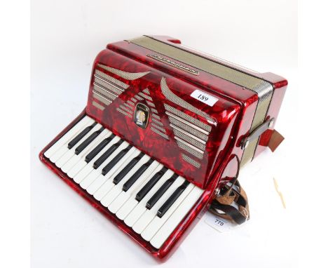 Vintage World Master piano accordion, with case 