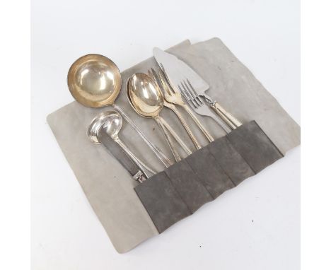 A collection of Christofle silver plated cutlery, to include long-handled ladle, serving spoons and forks etc 