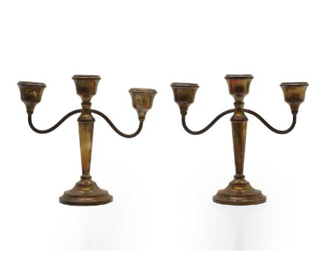 A pair of silver candelabra by A T Cannon Ltd, Birmingham 1972, with loaded bases, 22.5cm high (2)Condition ReportLoaded base