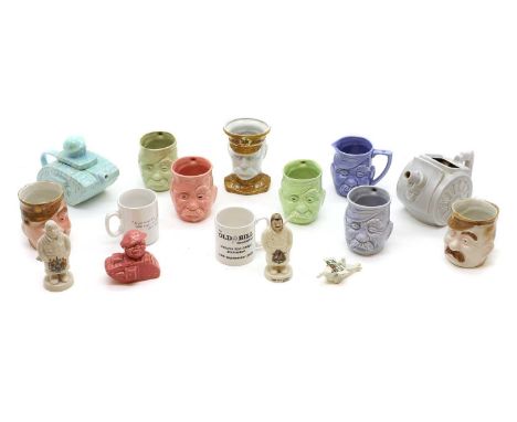 A collection of porcelain wares, of war interest, early to mid 20th century, to include a Sadler example, modelled as a tank,
