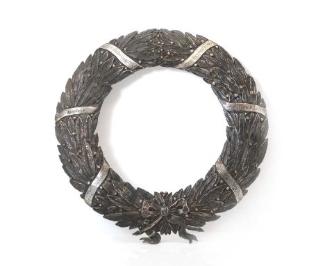 A silver presentation wreath London 1901, engraved to the ribbons 'The Deutsche Otis Gesellschaft The Youngest Business Child