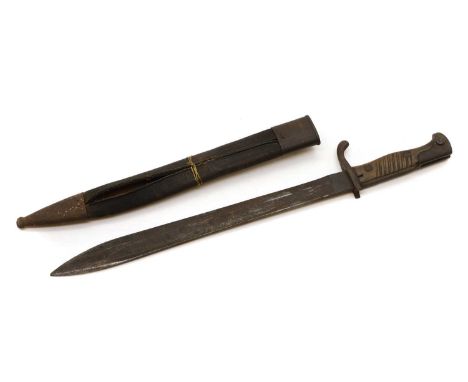 A German first world war bayonet with scabbard  blade stamped Soligen, fitted hardwood handle 37cm length of bladeShipping Di