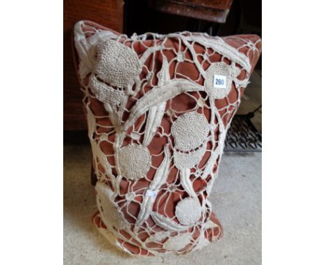 Edwardian rectangular cushion with crochet decoration