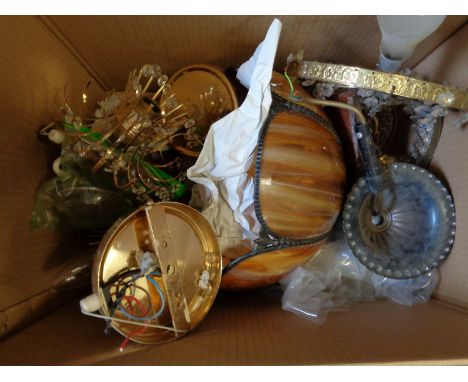 Box of assorted 1970s and 1980s light fittings