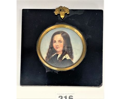 Miniature portrait of Hugh Cecil, Earl of Lonsdale, image 2.5” diameter, frame 5” square