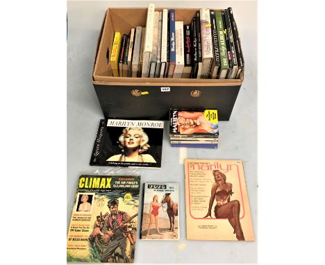 Box of 32 books about Marilyn Monroe, mixture of hard backs and soft backs