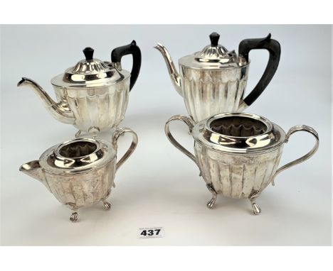 4 piece plated tea set comprising teapot, coffee pot, cream jug and sugar bowl