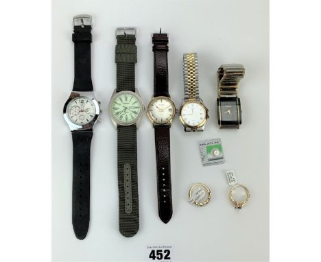 2 dress rings and 5 assorted dress watches – IK, Rado, Orkina, Citizen and Rovano
