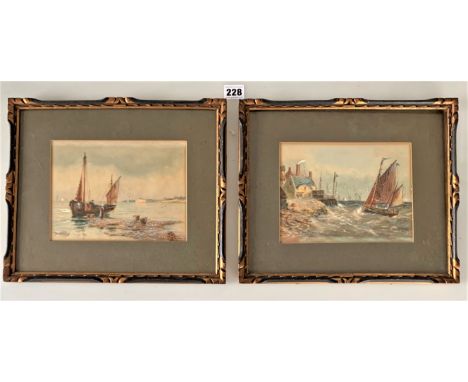 Pair of watercolours of boats, signed R. T. Wilding. Images 8” x 6”, frames 13” x 11”