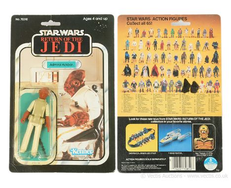Kenner vintage Star Wars Return of the Jedi Admiral Akbar 3 3/4" figure, Mint, within Excellent (yellowed) bubble, upon Good 