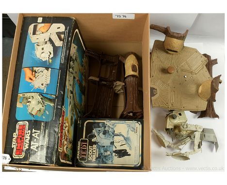 Palitoy Star Wars vintage Return of the Jedi Scout Walker, Good (missing top gun), within Fair to Good opened box, includes i