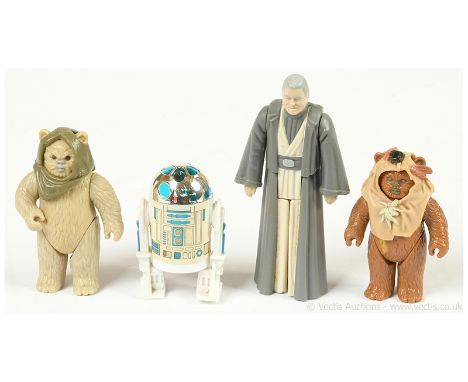 Kenner Star Wars vintage 3 3/4" figures x four including, Lumat (missing bow and quiver), Paploo (missing staff), R2-D2 pop u