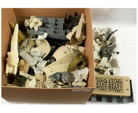Large quantity of Star Wars vintage vehicles, parts and spares including Millennium Falcon, Rebel Transport, Scour Walker, Mi