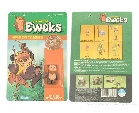 Kenner Star Wars vintage Ewoks cartoon Wicket W. Warrick 3 3/4" figure, Mint, within Excellent bubble, upon Good Plus (crease