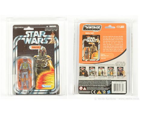 Kenner Hasbro Star Wars Modern Vintage Collection Rocket Firing Boba Fett 3 3/4" figure, UKG Graded 90% Gold, card 90 Bubble 