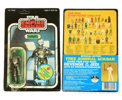 Kenner vintage Star Wars The Empire Strikes Back Zukus 3 3/4" figure, Mint, within Good to Excellent (yellowed) bubble, upon 
