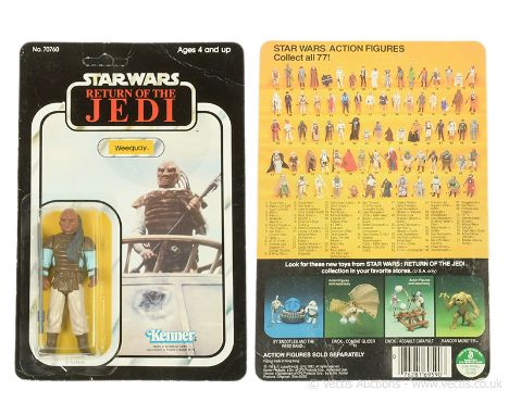 Kenner vintage Star Wars Return of the Jedi Weequay 3 3/4" figure, Mint, within Good Plus to Excellent (small dent at top) bu