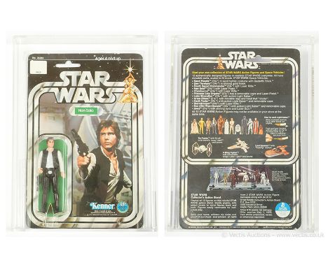 Kenner Star Wars vintage Han Solo 3 3/4" figure, AFA Graded 75 EX+/NM Card 80 Bubble 75 Figure 80, upon punched 12 A back car