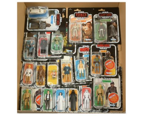 Hasbro modern Star Wars Vintage Collection and Retro 3 3/4" figures x eighteen including Boba Fett, Yoda, Darth Vader, Luke S