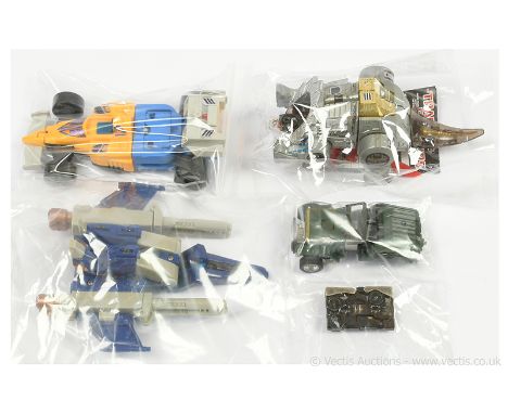 Hasbro vintage G1 Transformers x five including Ravage (incomplete), Trigger Happy (incomplete), Hound (incomplete), Slag (mi