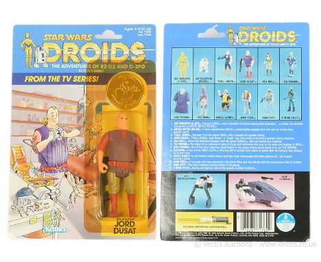 Kenner Star Wars vintage Droids cartoon Jord Dusat 3 3/4" figure, Mint, within Excellent (yellowed) bubble, upon Good Plus (s